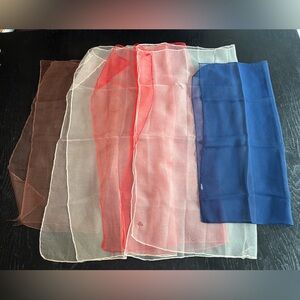 Colorful Sheer Scarves Set- nylon vintage with some wear- set of 5 assorted